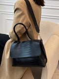 Crocodile Embossed Flap Shoulder Bag