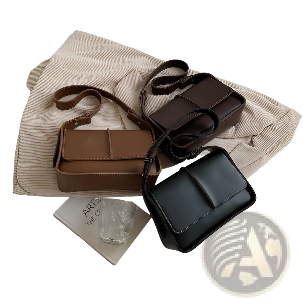 Brown Leather Crossbody Bag Minimalist Shoulder Purse