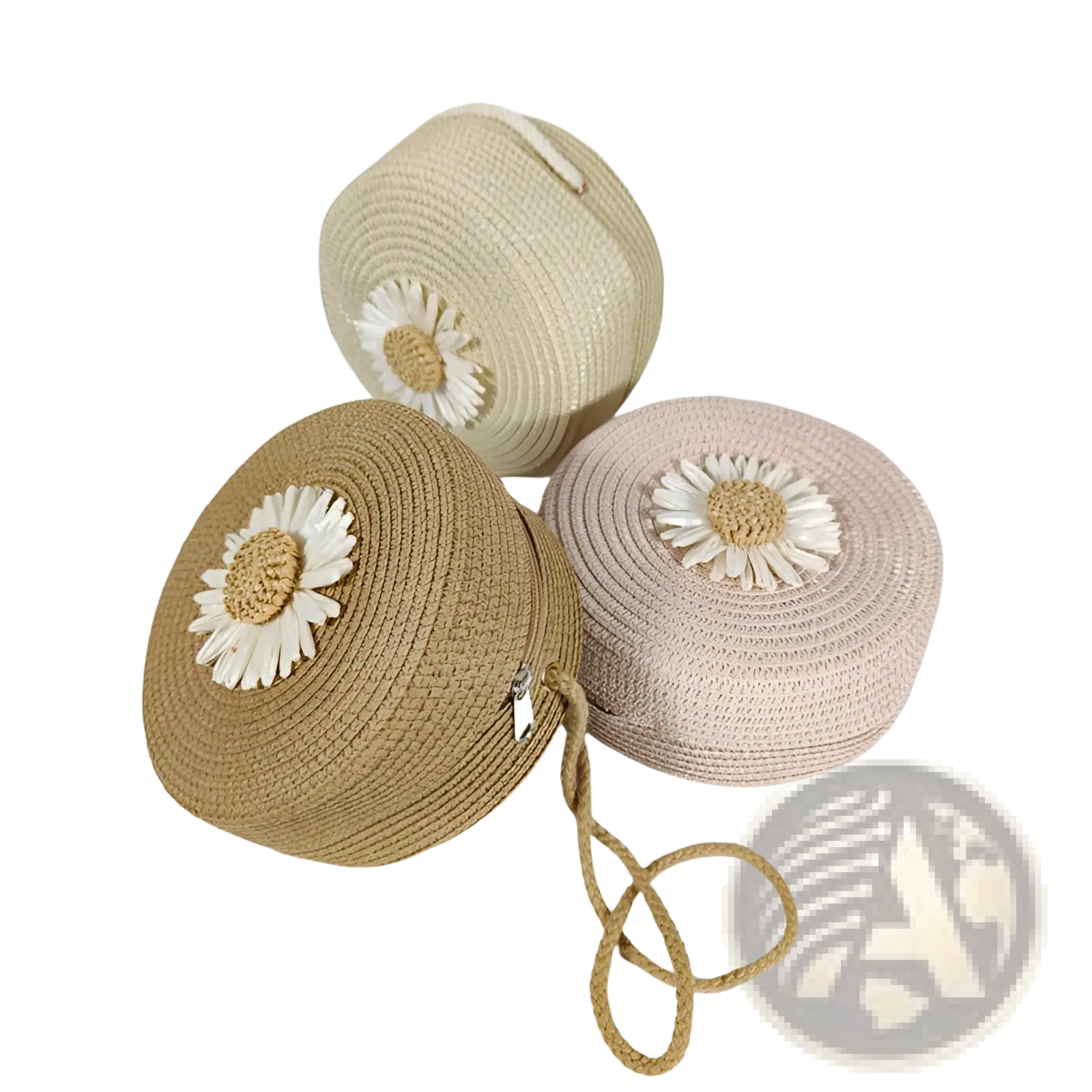 Daisy Straw Crossbody Bag Round Woven Shoulder Purse
