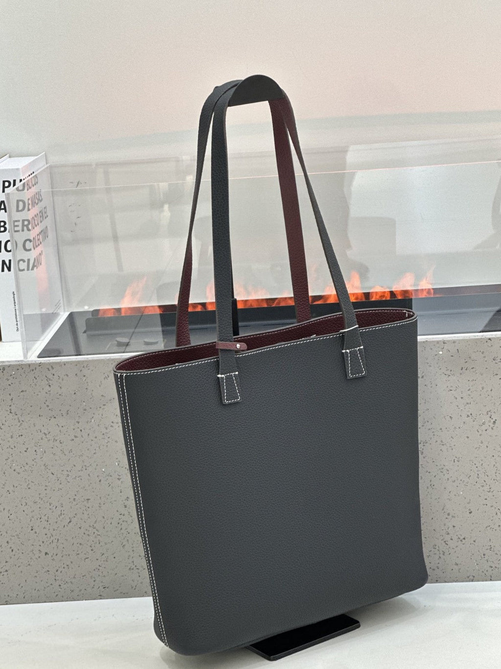 2026 New Korean Style Double-Sided Shoulder Bag TC Top Layer Cowhide Bucket Bag Large Capacity Open-Top Underarm Bag
