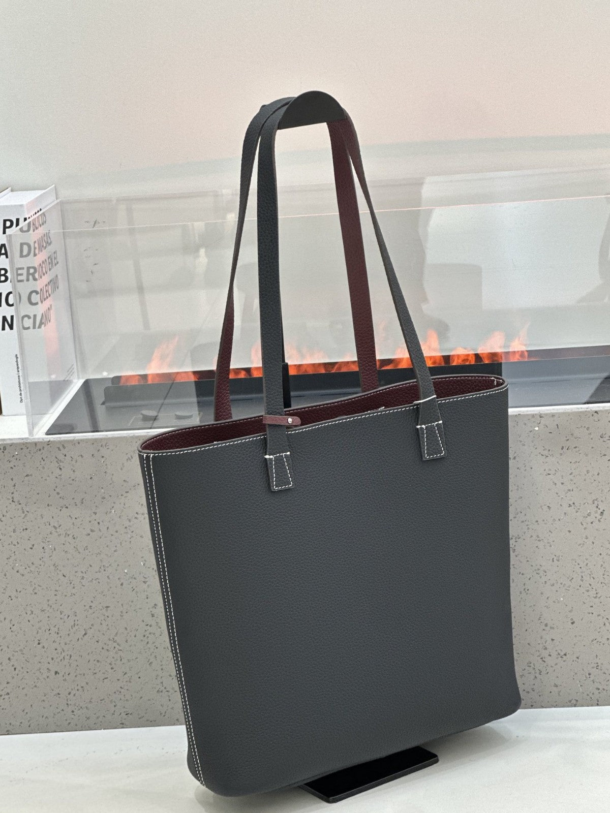 2026 New Korean Style Double-Sided Shoulder Bag TC Top Layer Cowhide Bucket Bag Large Capacity Open-Top Underarm Bag