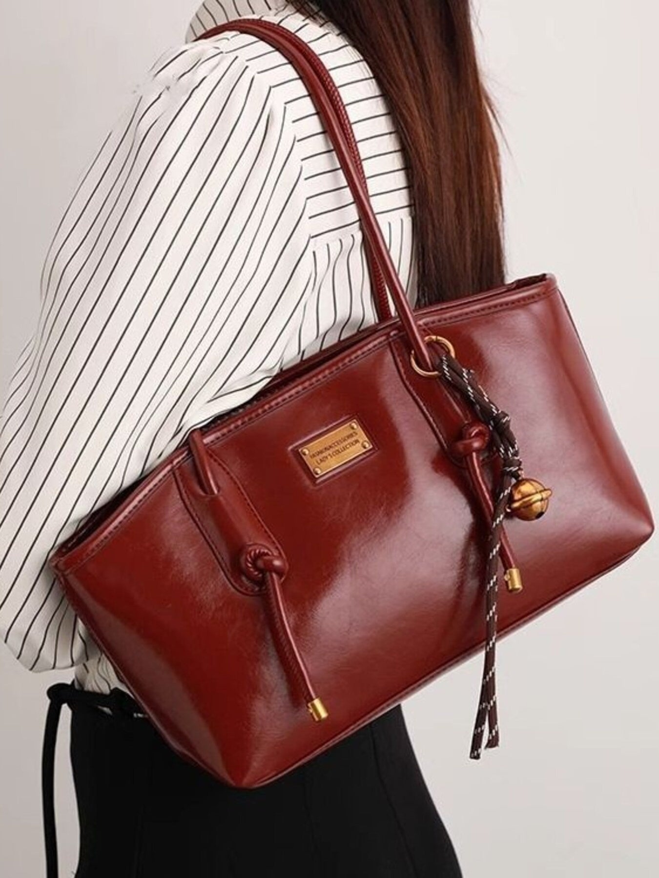 Leather Shoulder Bag with Knot Detail