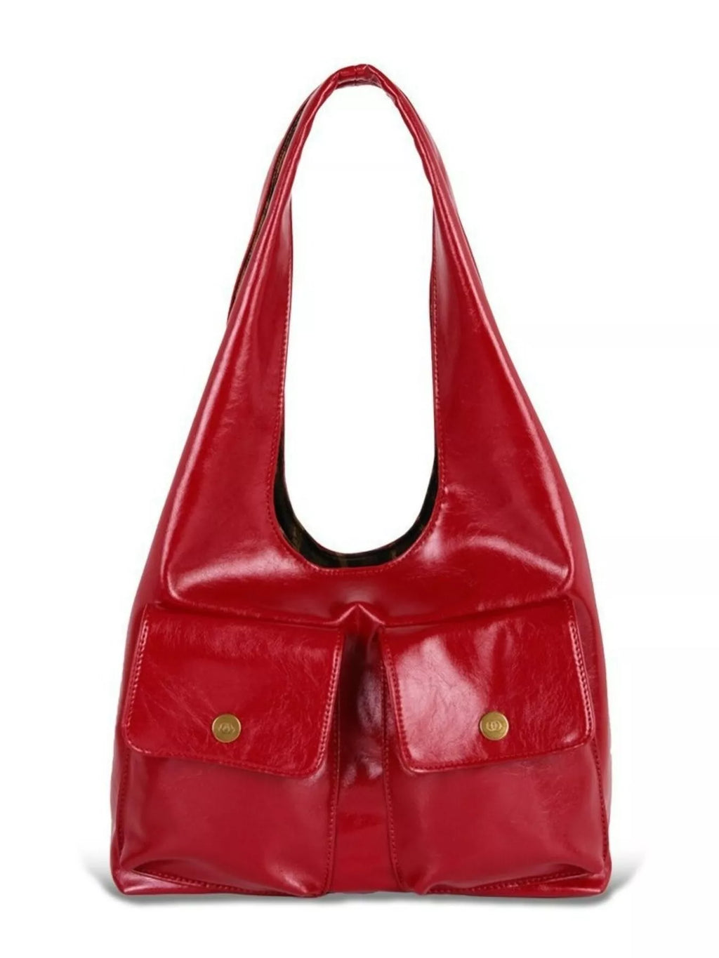 Leather Shoulder Bag with Pockets