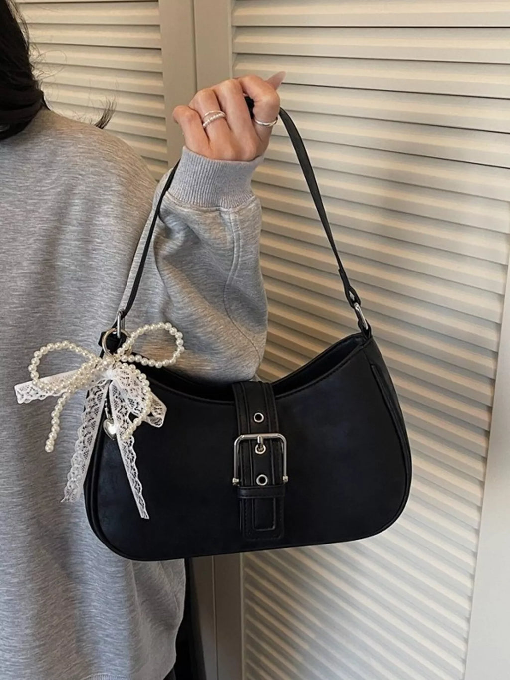 Buckle Decor Shoulder Bag