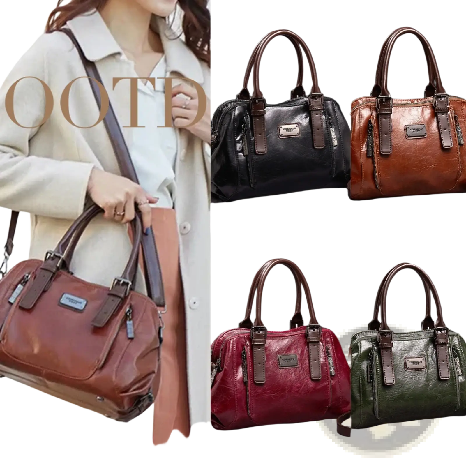 Genuine Leather Crossbody Handbag Vintage Tote Bag