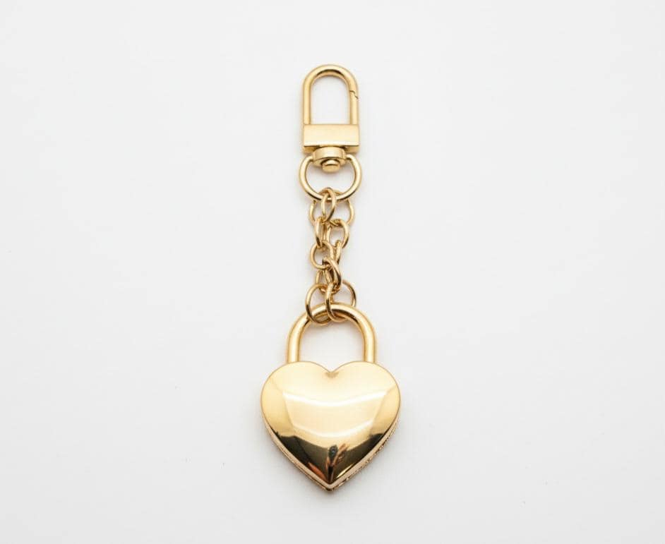 Heart Gold Plated Padlock Charm for Purses