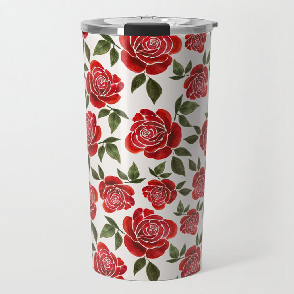 Rose Watercolor Travel Mug