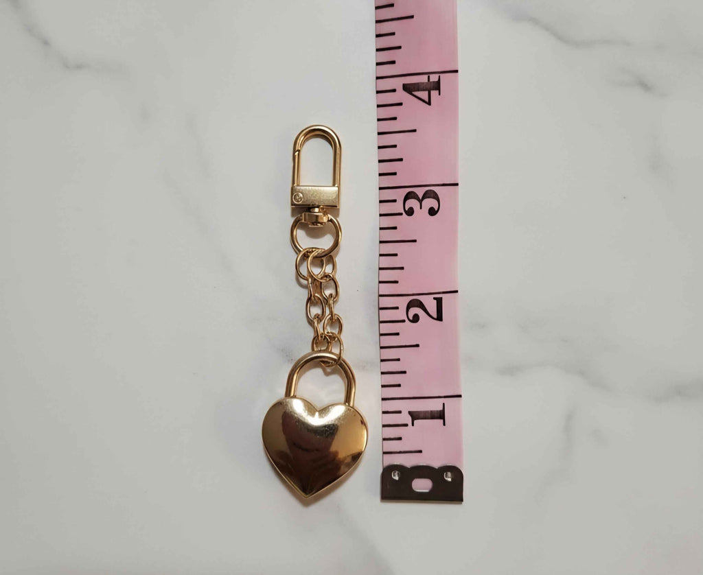 Heart Gold Plated Padlock Charm for Purses