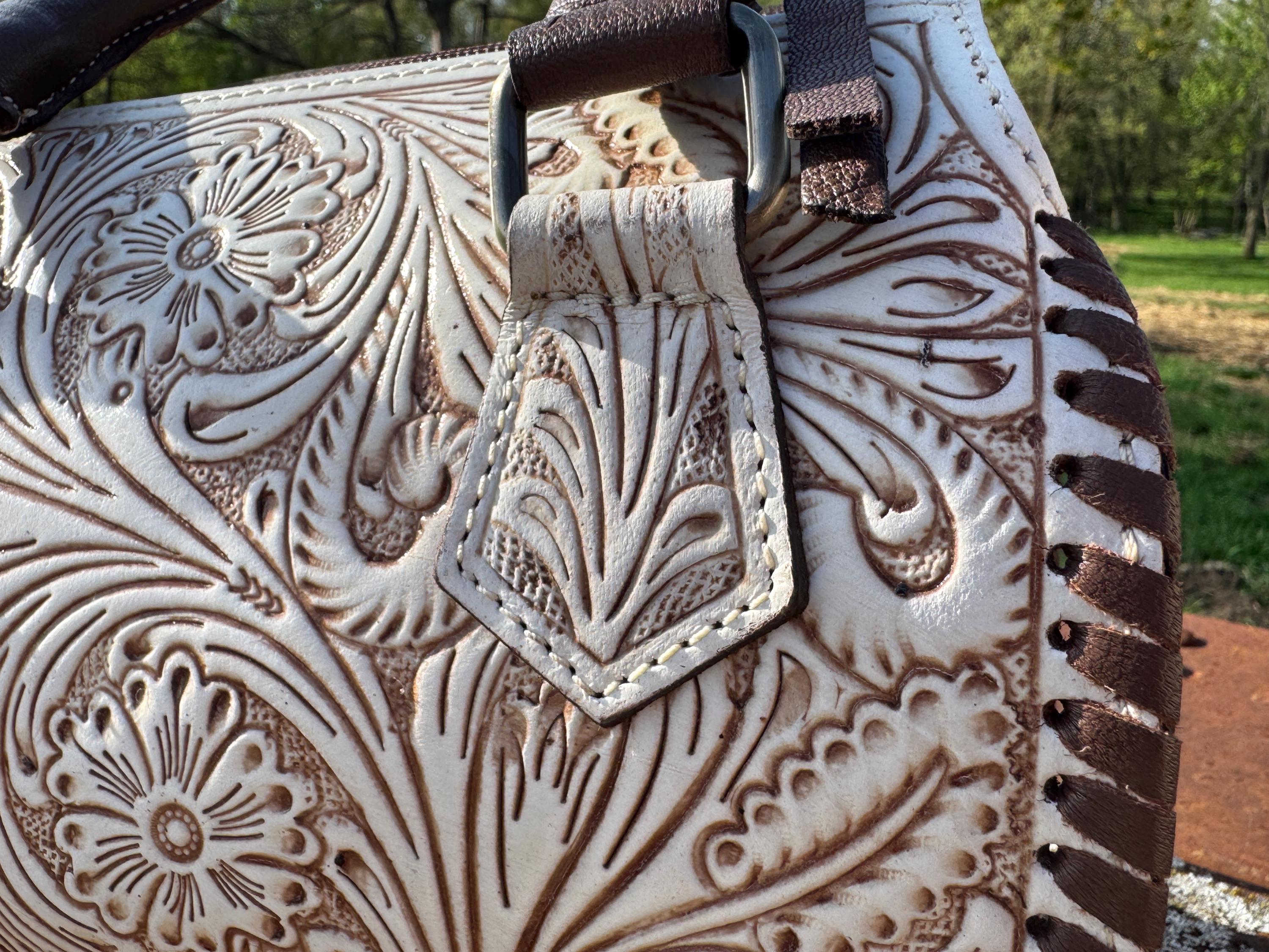 A Cowgirls Promise - western wedding bridal leather barrel speedy bag purse by Double B