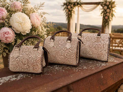 A Cowgirls Promise - western wedding bridal leather barrel speedy bag purse by Double B