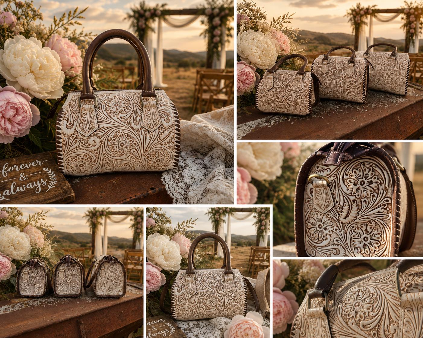 A Cowgirls Promise - western wedding bridal leather barrel speedy bag purse by Double B