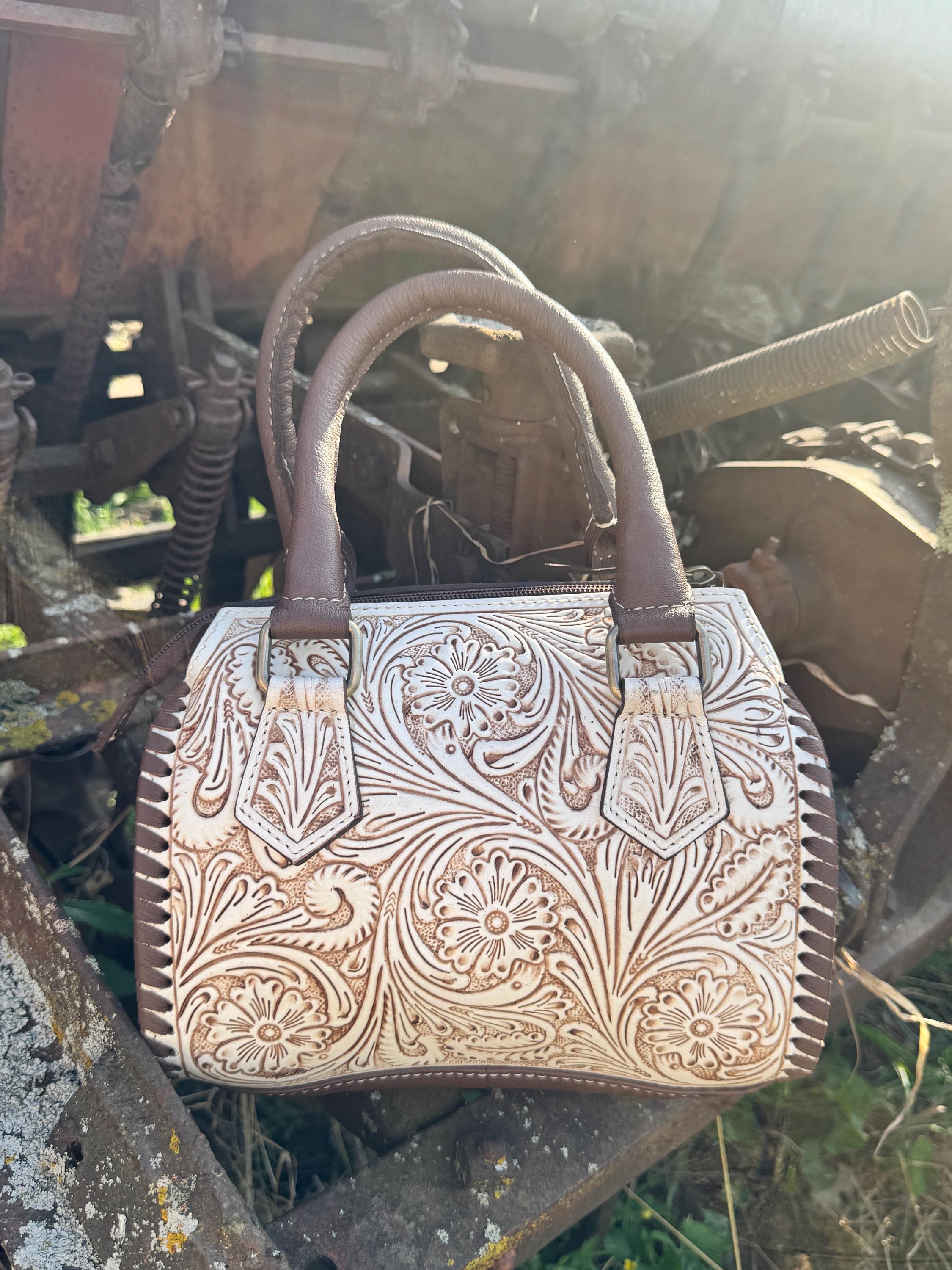 A Cowgirls Promise - western wedding bridal leather barrel speedy bag purse by Double B