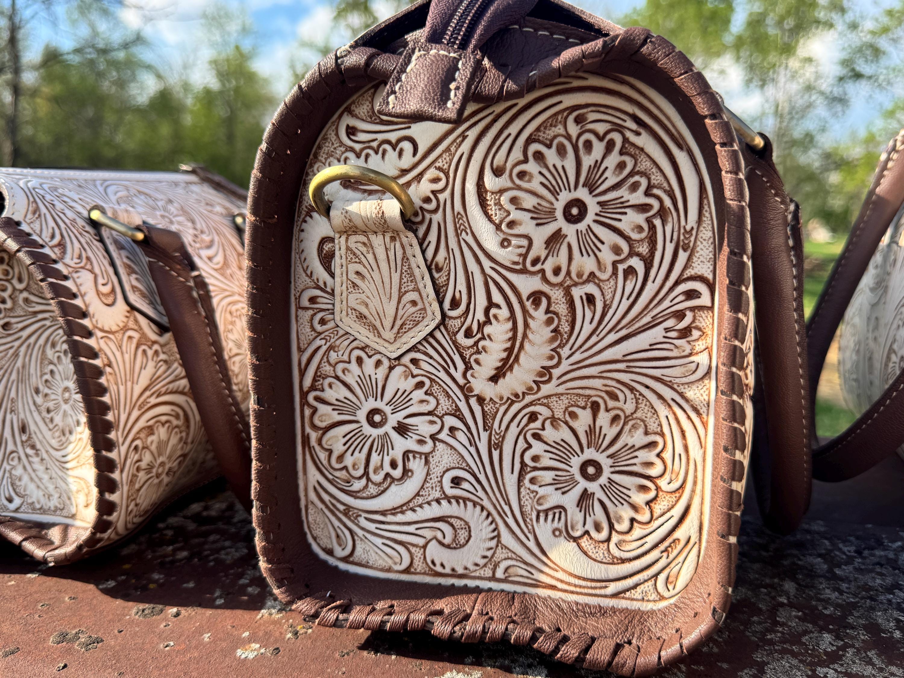 A Cowgirls Promise - western wedding bridal leather barrel speedy bag purse by Double B
