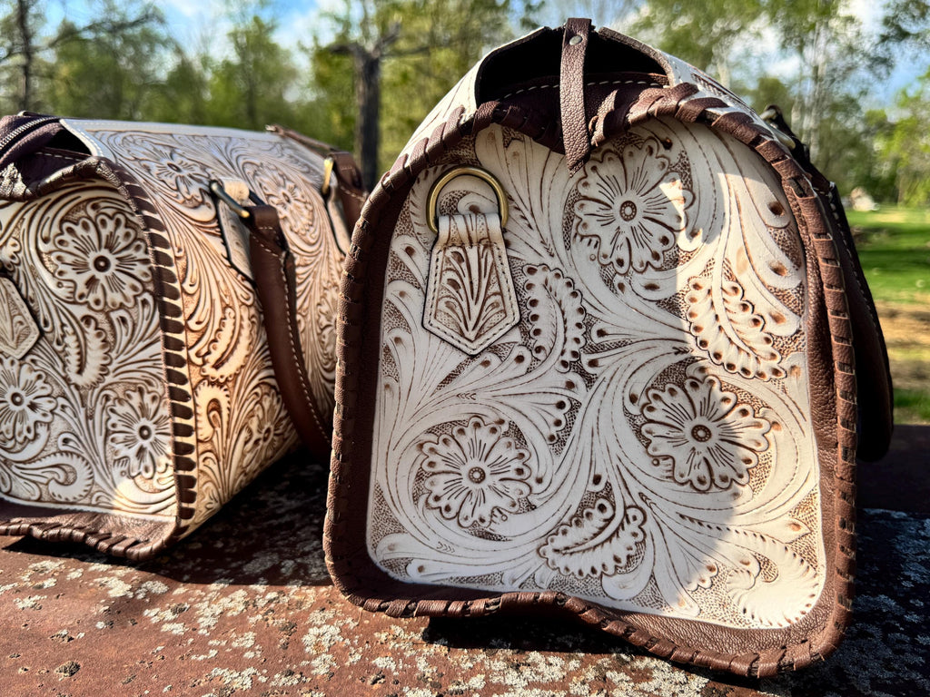 A Cowgirls Promise - western wedding bridal leather barrel speedy bag purse by Double B