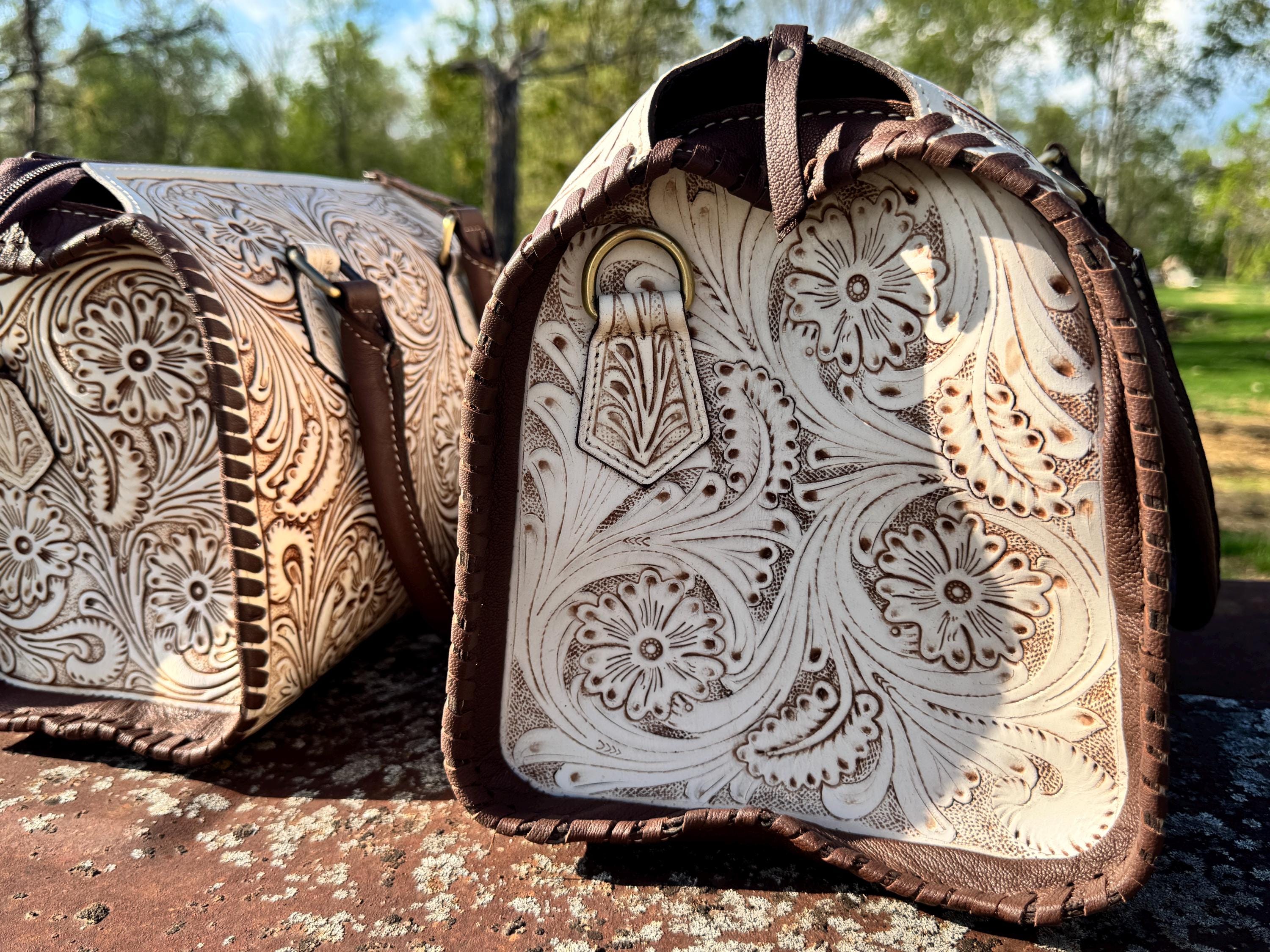A Cowgirls Promise - western wedding bridal leather barrel speedy bag purse by Double B