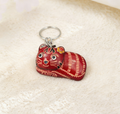 Handmade Cartoon Cat Leather Keychain