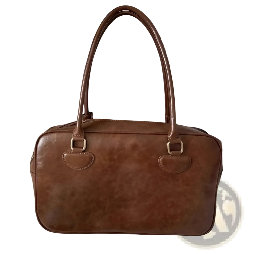 Large Capacity Leather Shoulder Bag with Bear Charm