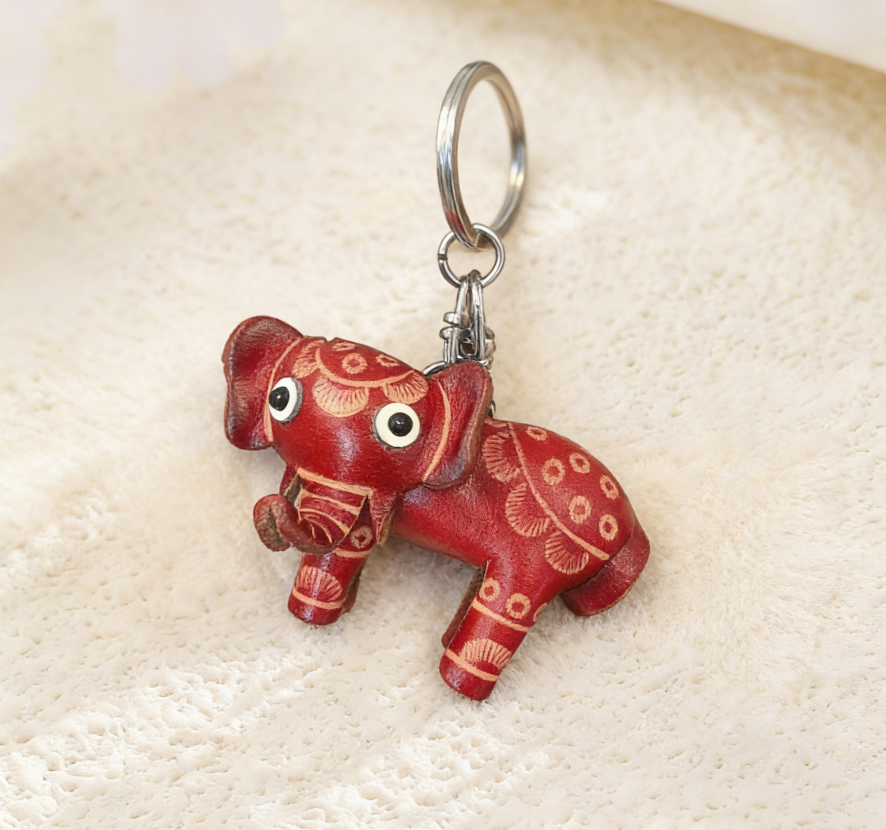 Elephant Leather Keychain