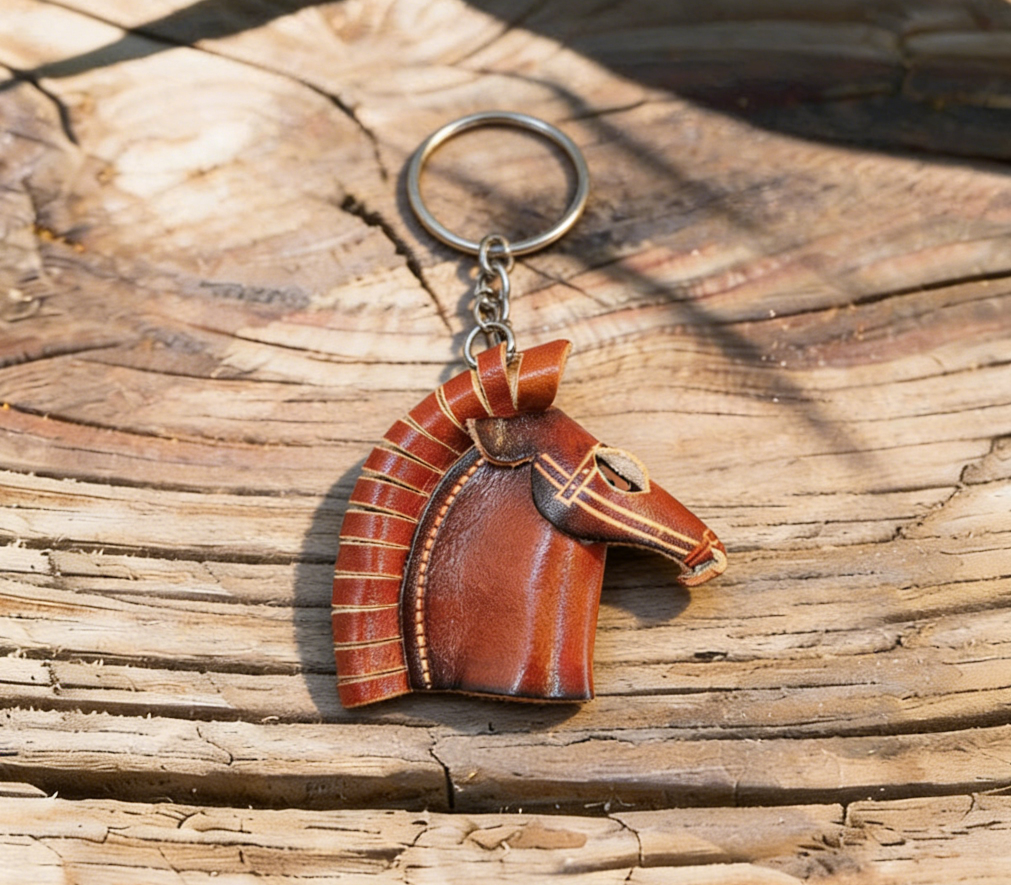 Handmade Horse Leather Keychain