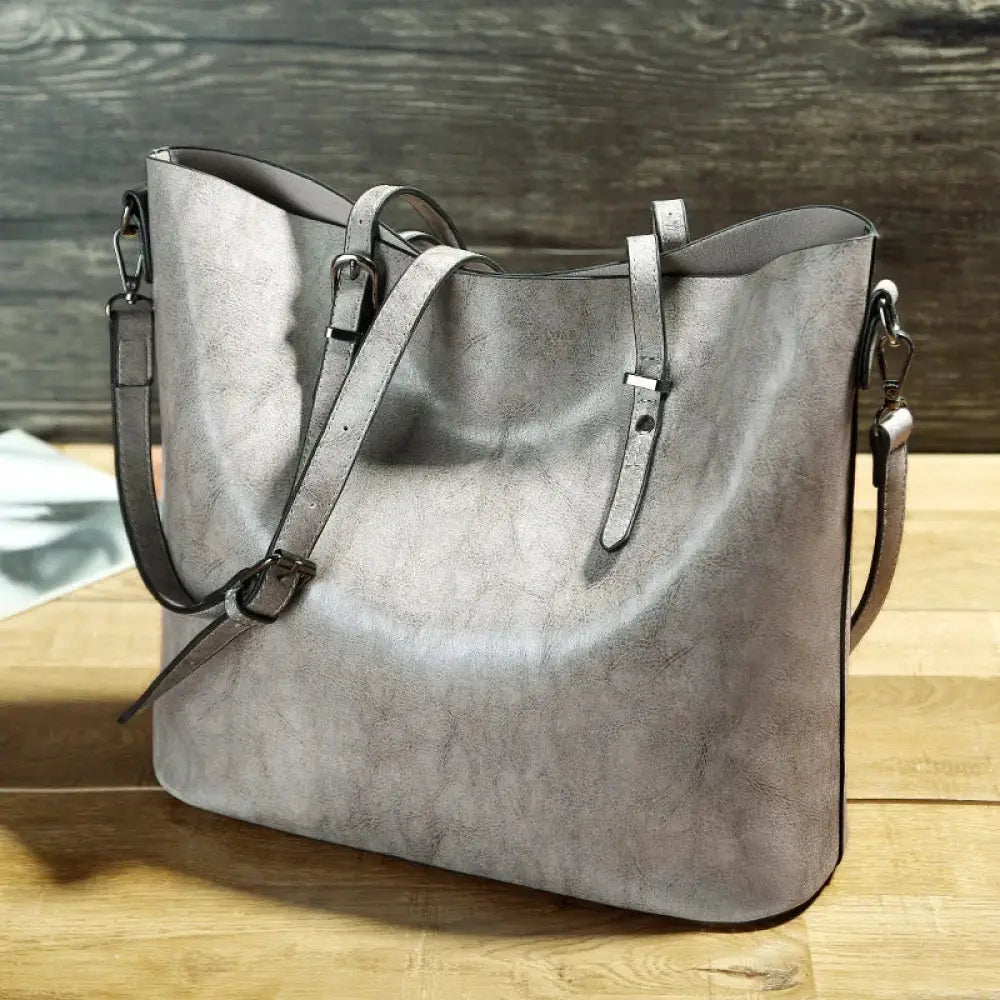 Vintage Oil Wax Leather Tote and Shoulder Bag