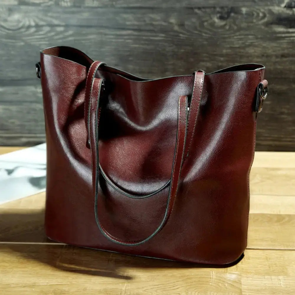Vintage Oil Wax Leather Tote and Shoulder Bag