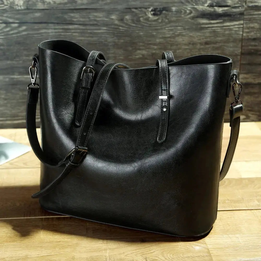 Vintage Oil Wax Leather Tote and Shoulder Bag