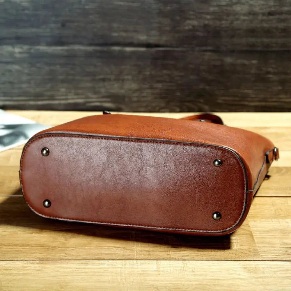 Vintage Oil Wax Leather Tote and Shoulder Bag