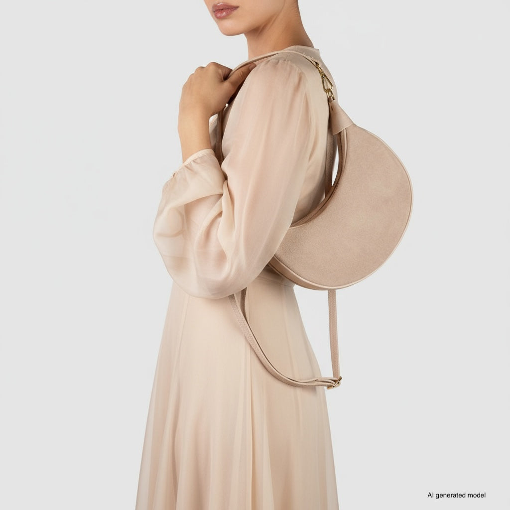 Italian Genuine Suede & Full-Grain Leather Shoulder Bag | Arezzo