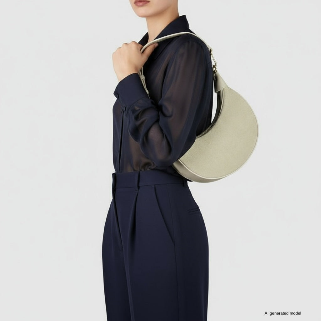 Italian Genuine Suede & Full-Grain Leather Shoulder Bag | Arezzo