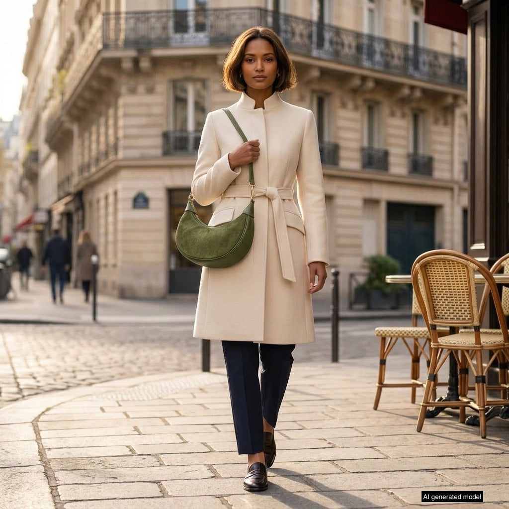 Italian Genuine Suede & Full-Grain Leather Shoulder Bag | Arezzo