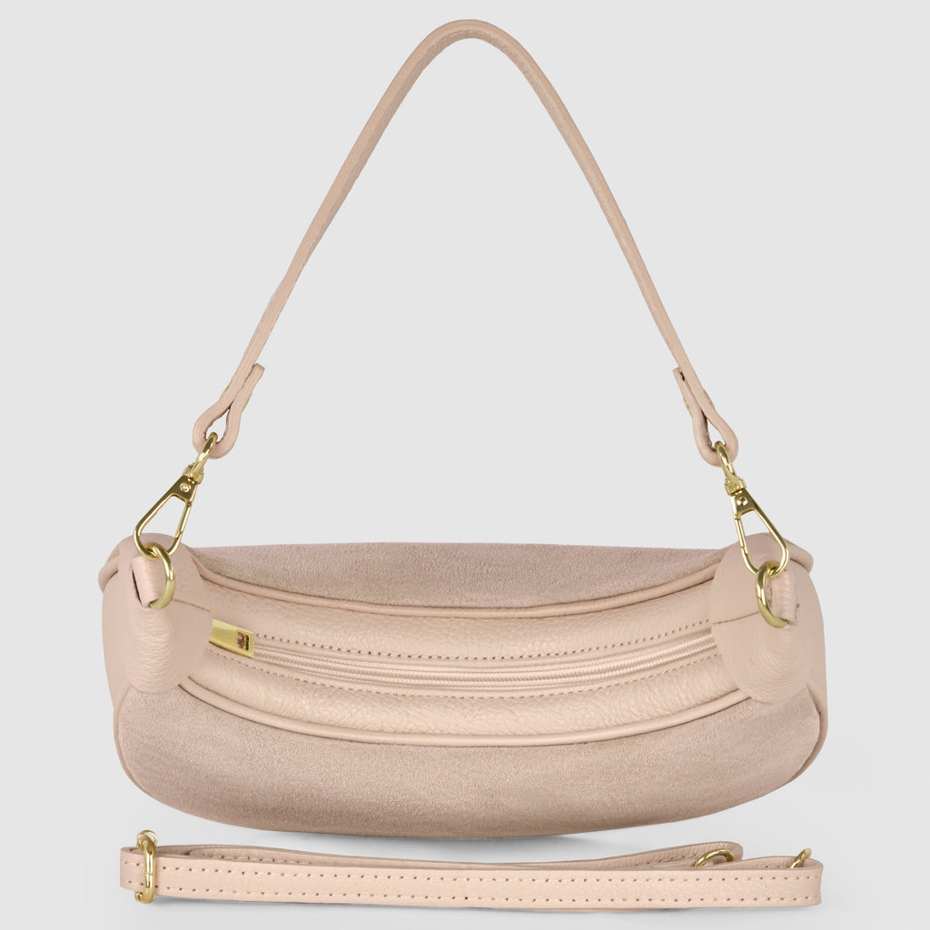 Italian Genuine Suede & Full-Grain Leather Shoulder Bag | Arezzo