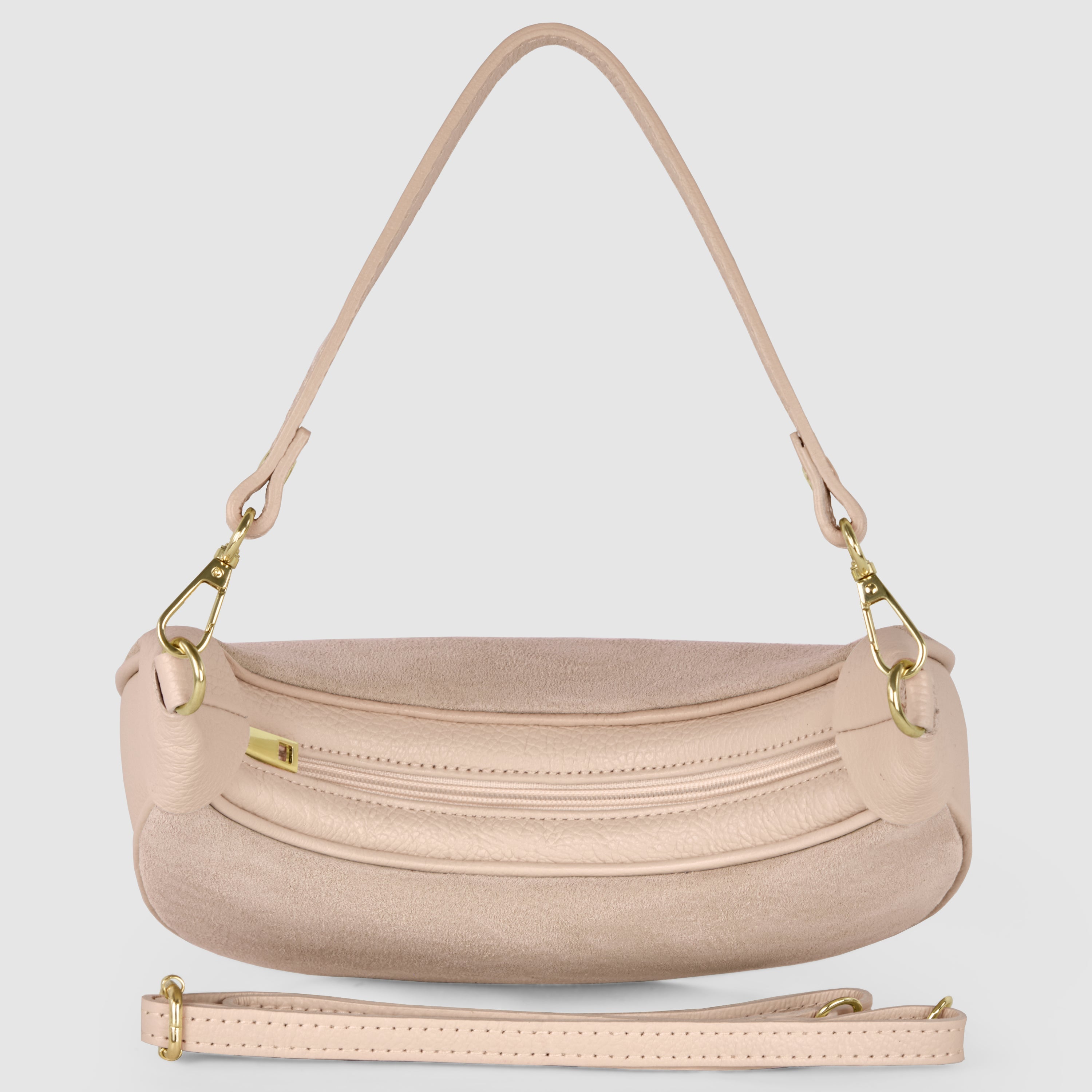 Italian Genuine Suede & Full-Grain Leather Shoulder Bag | Arezzo