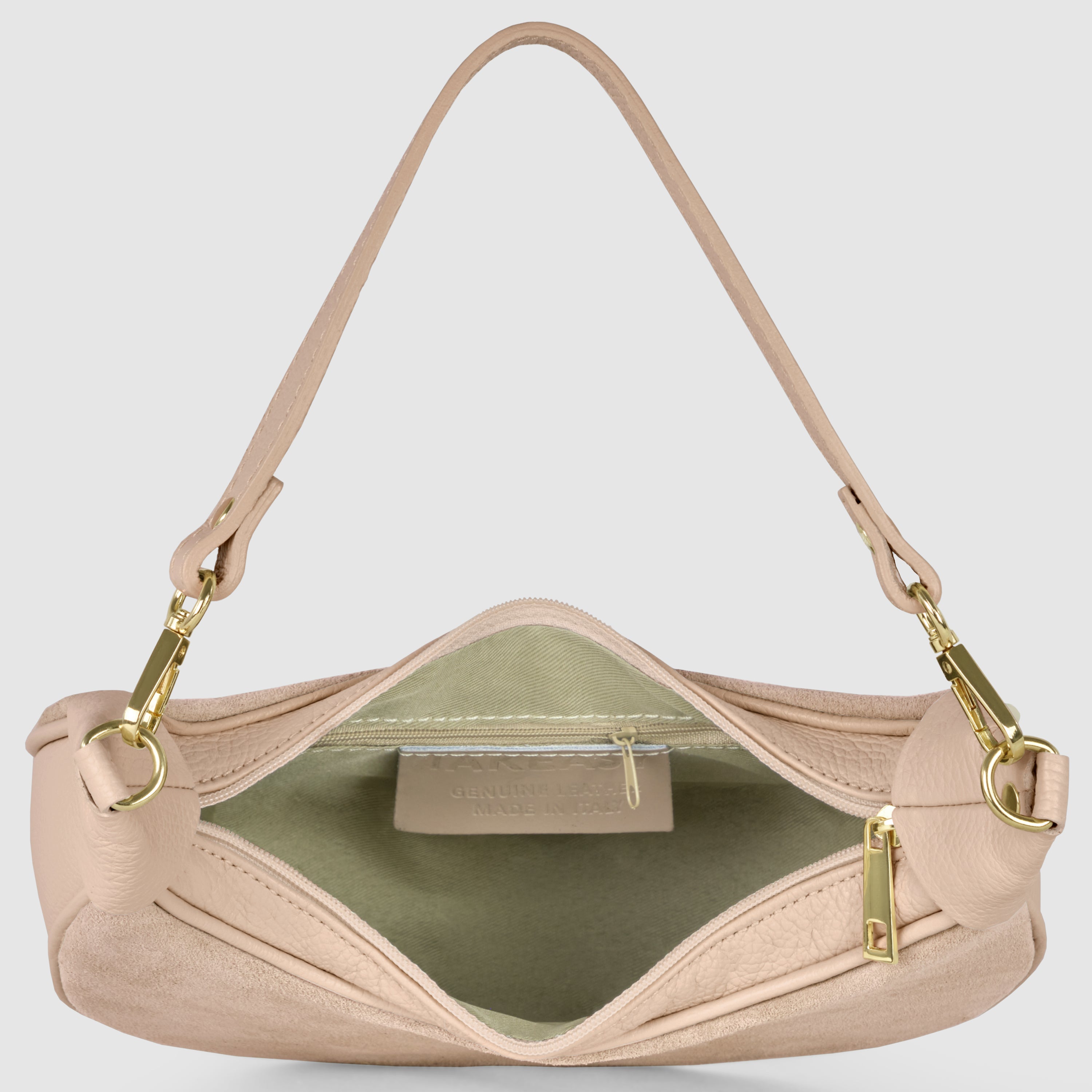 Italian Genuine Suede & Full-Grain Leather Shoulder Bag | Arezzo