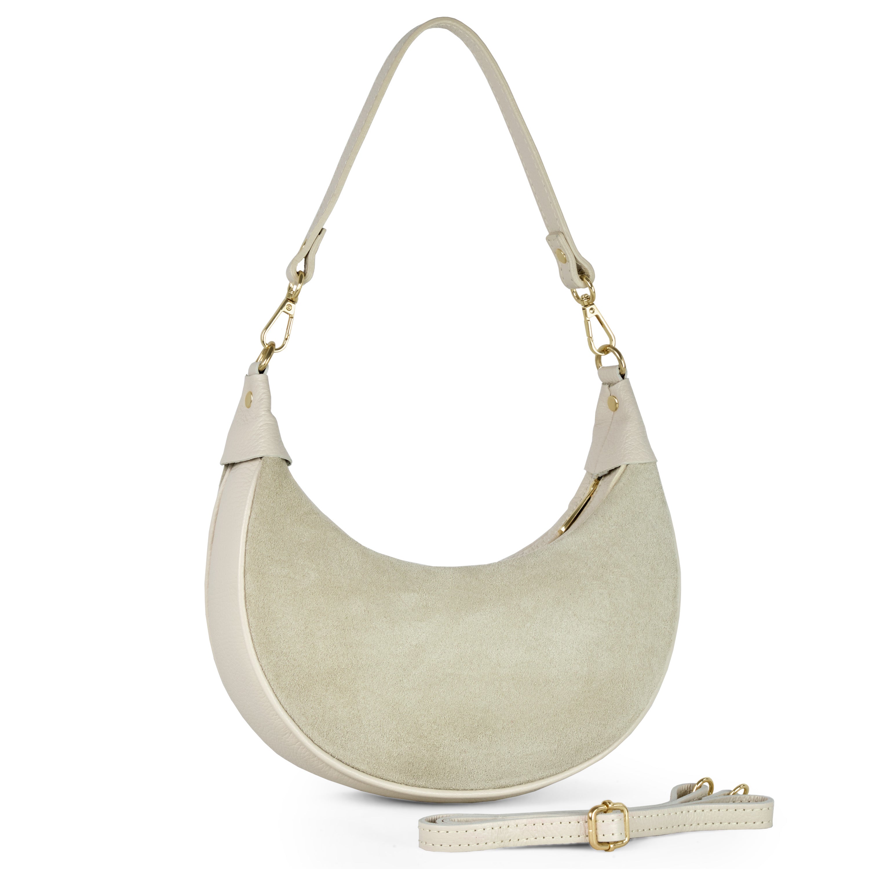 Italian Genuine Suede & Full-Grain Leather Shoulder Bag | Arezzo