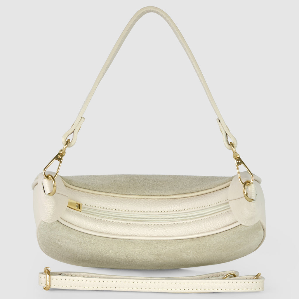 Italian Genuine Suede & Full-Grain Leather Shoulder Bag | Arezzo