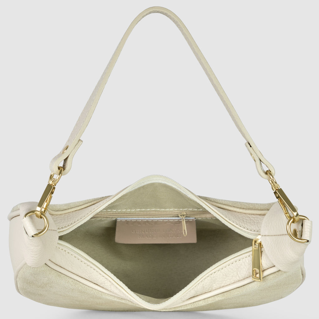 Italian Genuine Suede & Full-Grain Leather Shoulder Bag | Arezzo