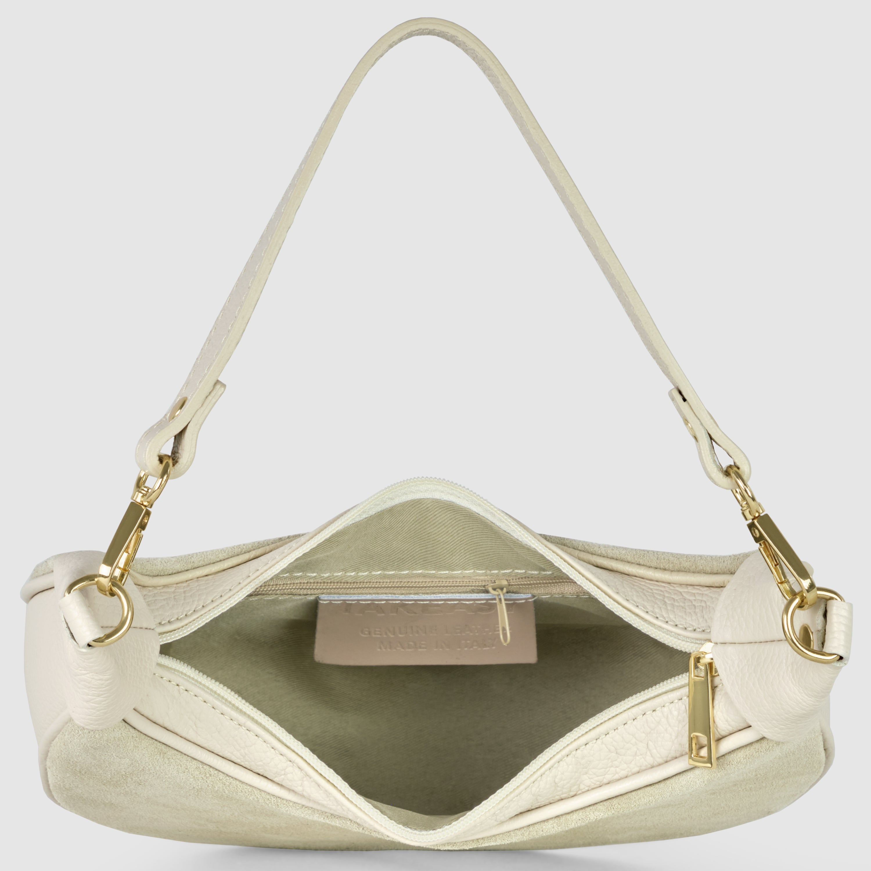 Italian Genuine Suede & Full-Grain Leather Shoulder Bag | Arezzo