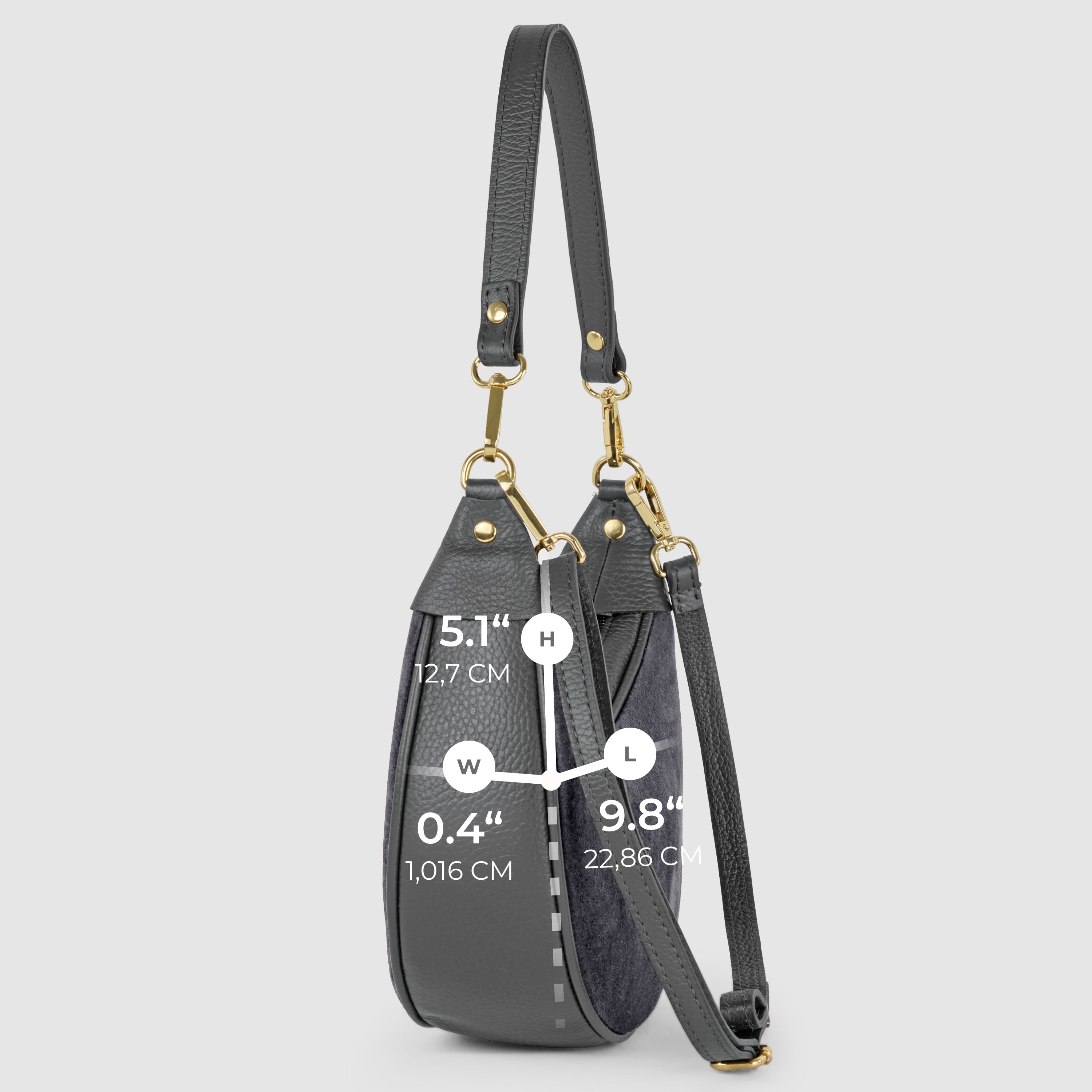 Italian Genuine Suede & Full-Grain Leather Shoulder Bag | Arezzo
