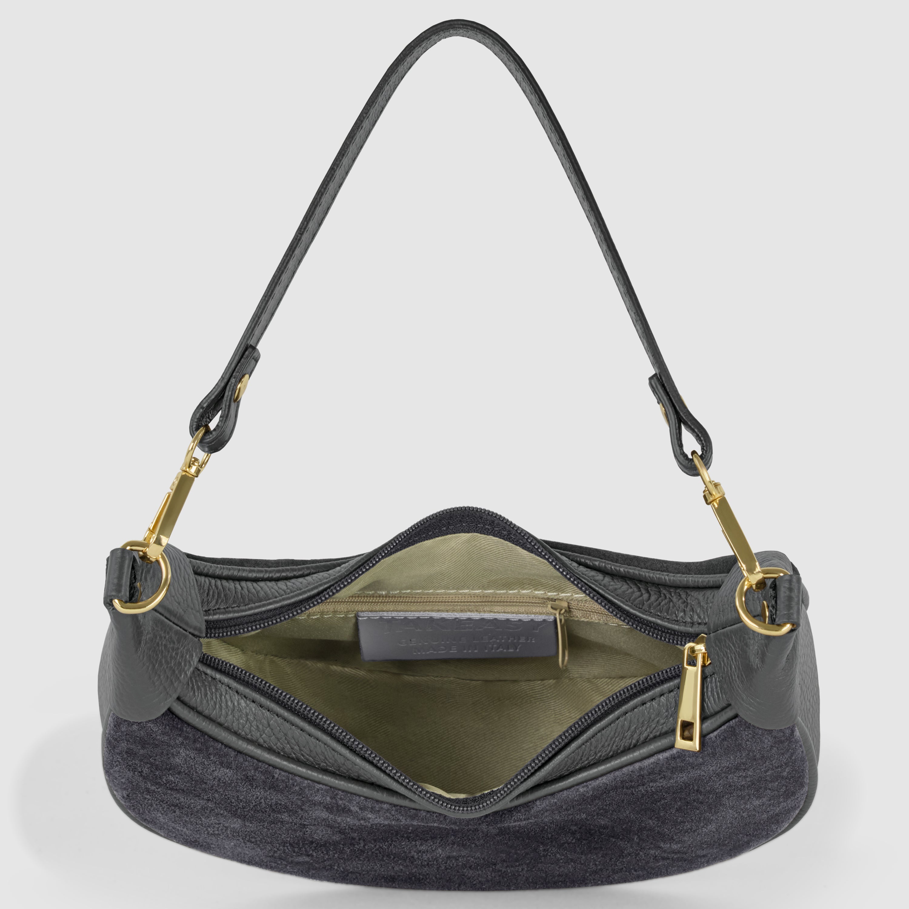 Italian Genuine Suede & Full-Grain Leather Shoulder Bag | Arezzo
