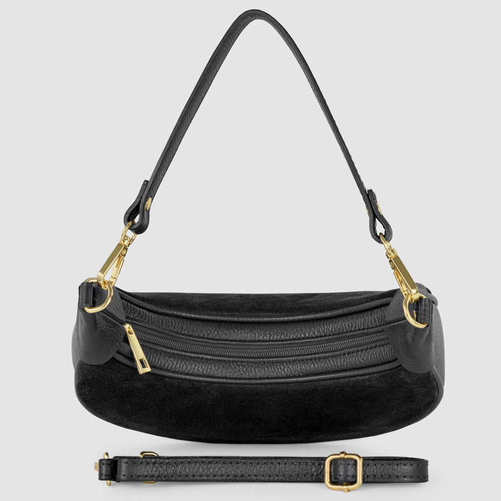 Italian Genuine Suede & Full-Grain Leather Shoulder Bag | Arezzo