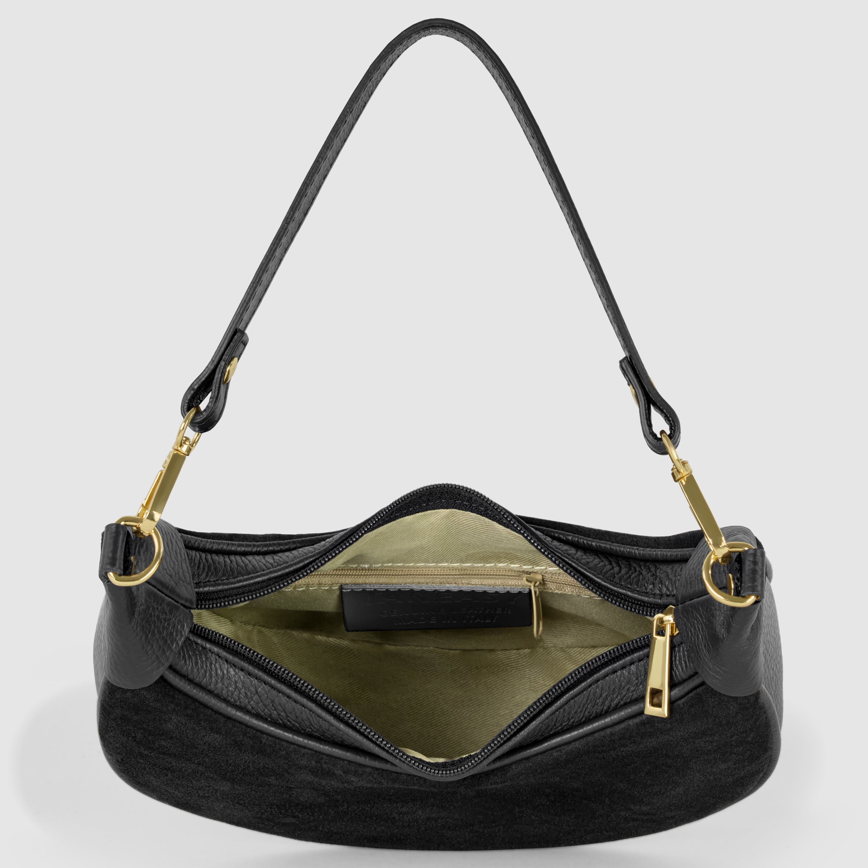 Italian Genuine Suede & Full-Grain Leather Shoulder Bag | Arezzo