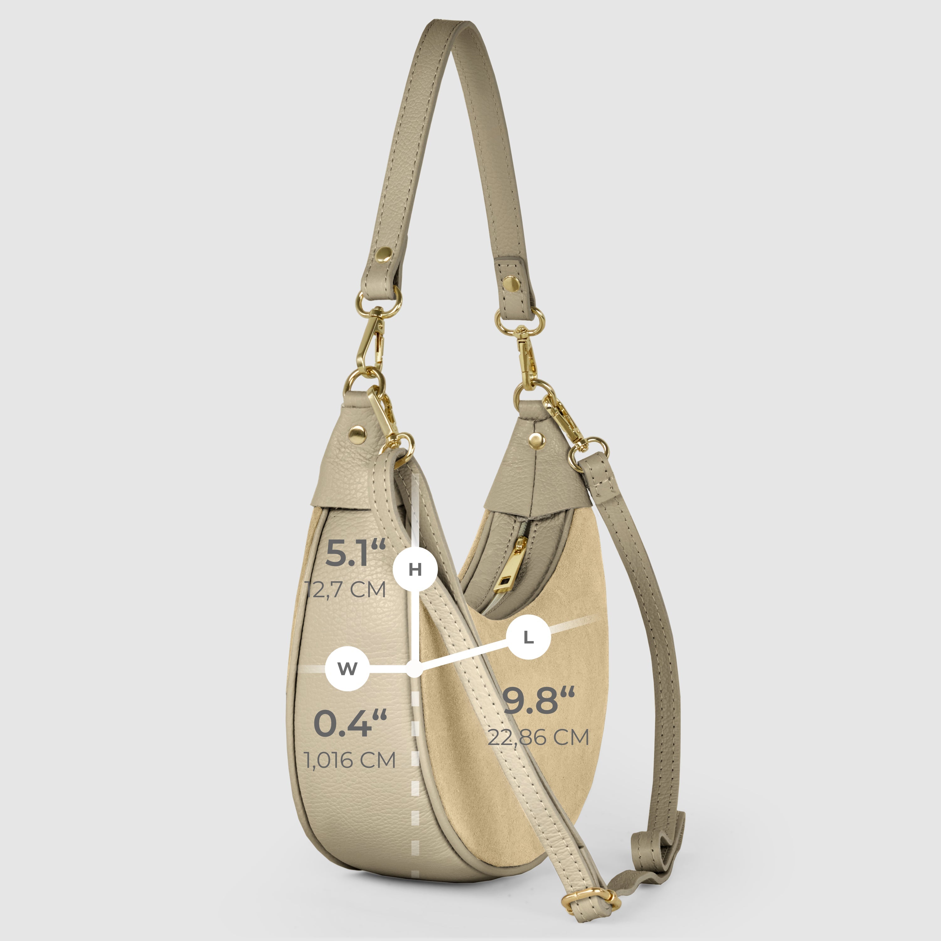 Italian Genuine Suede & Full-Grain Leather Shoulder Bag | Arezzo