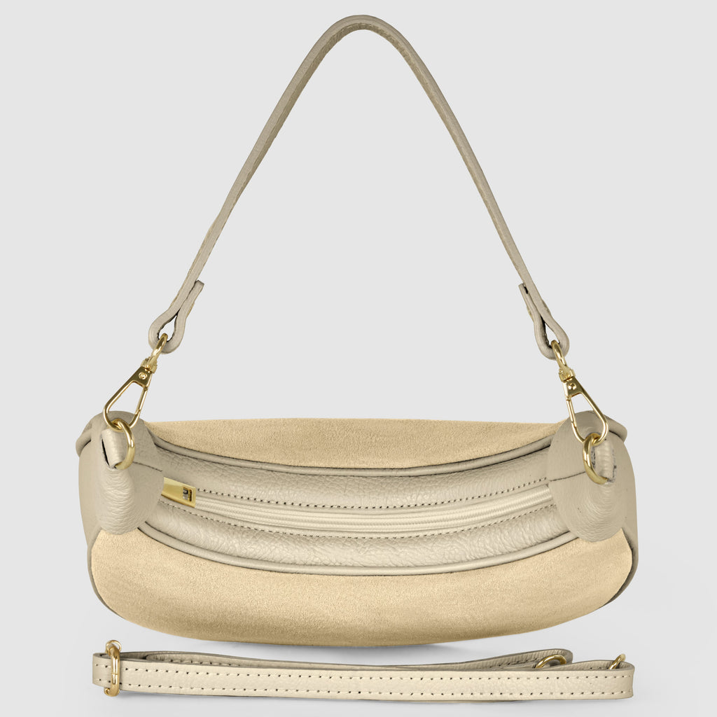 Italian Genuine Suede & Full-Grain Leather Shoulder Bag | Arezzo