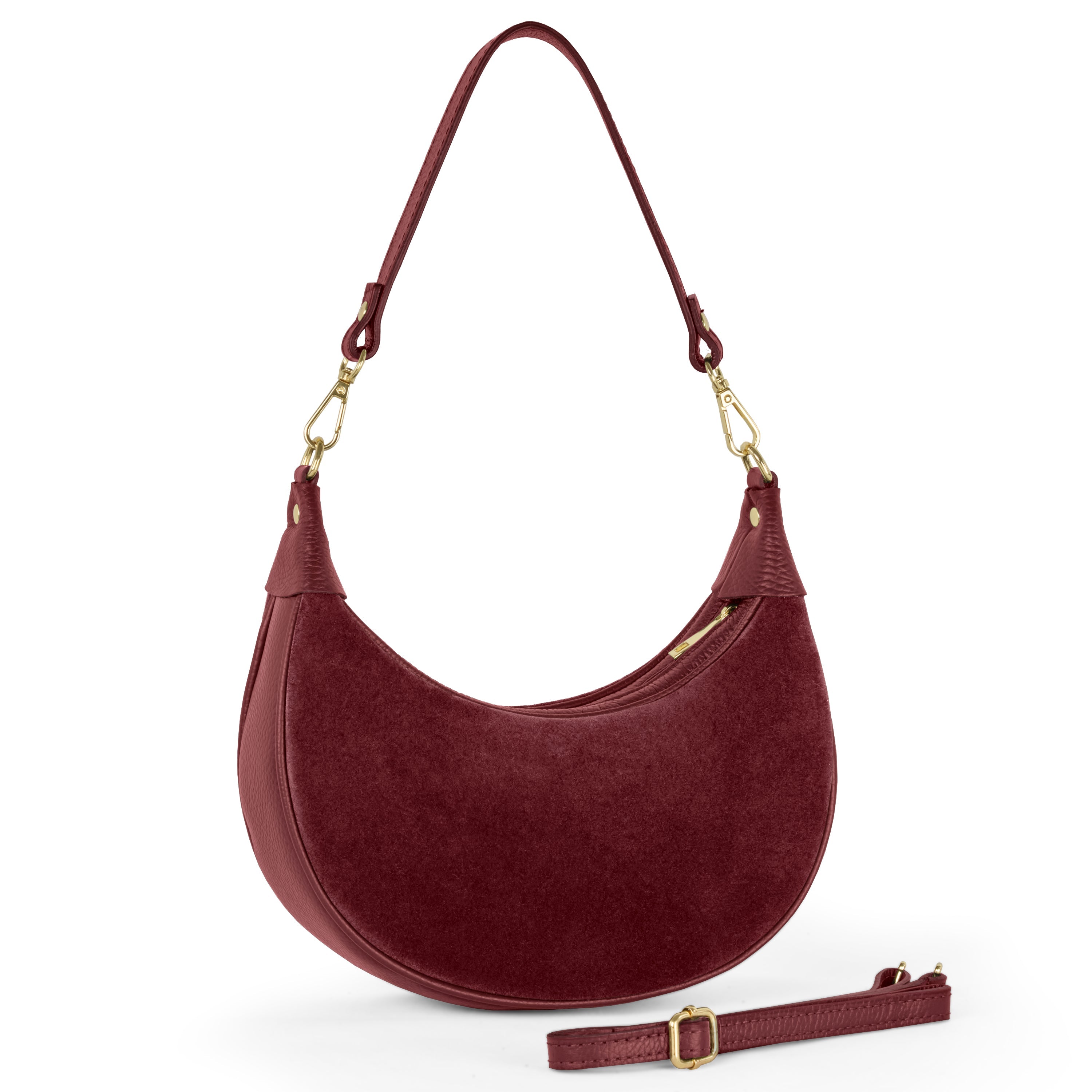 Italian Genuine Suede & Full-Grain Leather Shoulder Bag | Arezzo