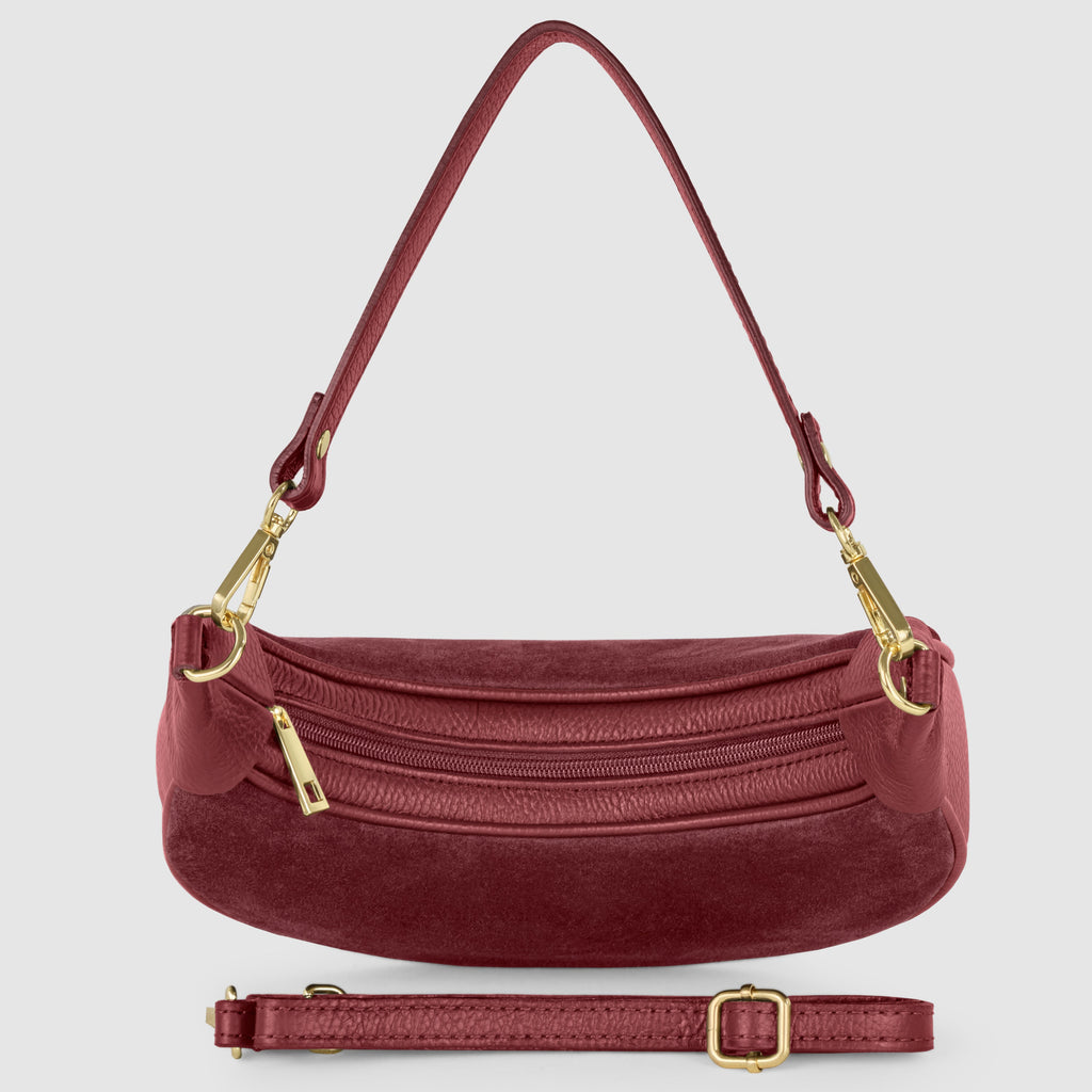 Italian Genuine Suede & Full-Grain Leather Shoulder Bag | Arezzo