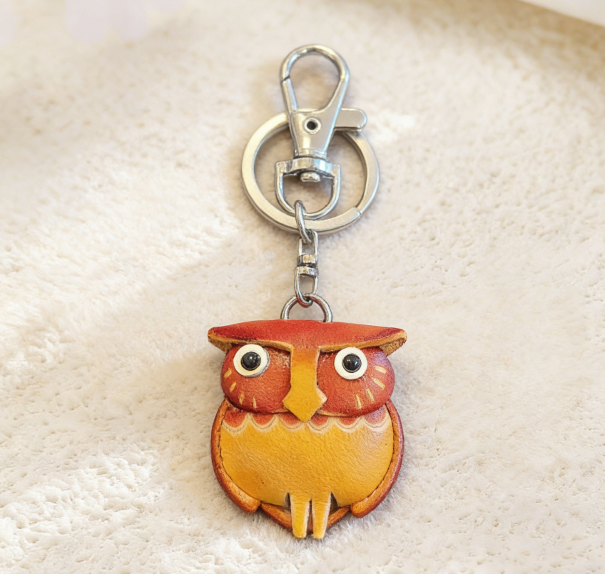 Owl Leather Keychain