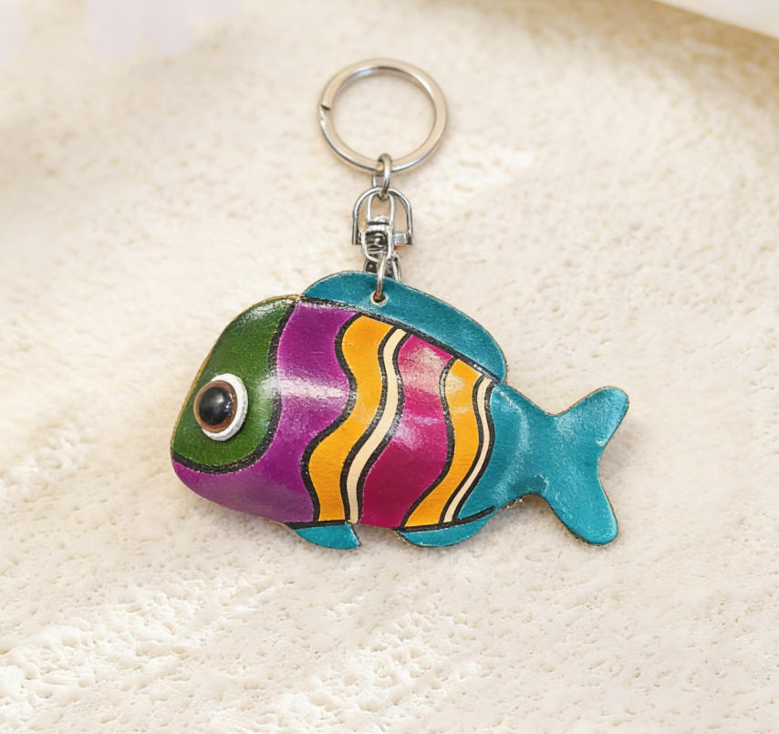Leather Fish Keychain