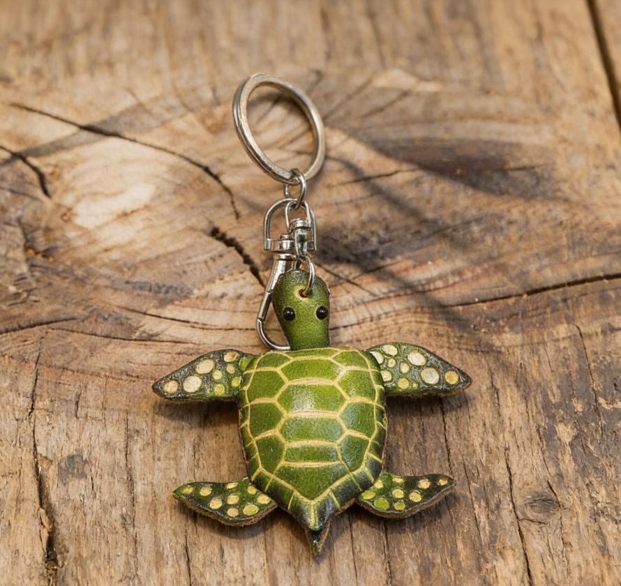 Cute Handmade Turtle Leather Keychain